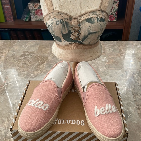 NEW! Soludos Ciao Bella Slip On Sneaker Size 5.5- Dusty Rose and Light Tan - Picture 2 of 13